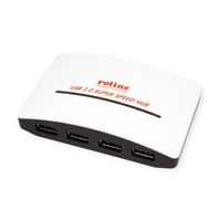 ROLINE USB 3.2 Gen 1 Hub "Black and White", 4 Ports, mit Netzteil