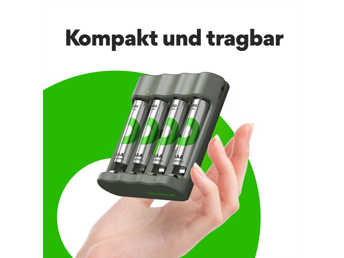 GP Batteries USB-Ladegerät GP B421, inkl. 4 x ReCyko AAA 850 mAh