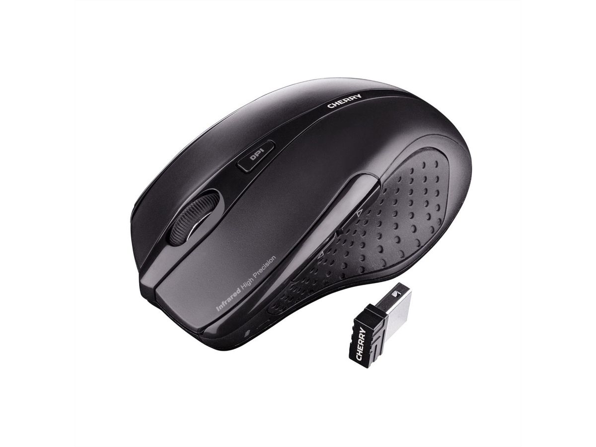 CHERRY Mouse MW 3000 Wireless, schwarz Funk, Infrarot, ergonomisch, 5 Tasten