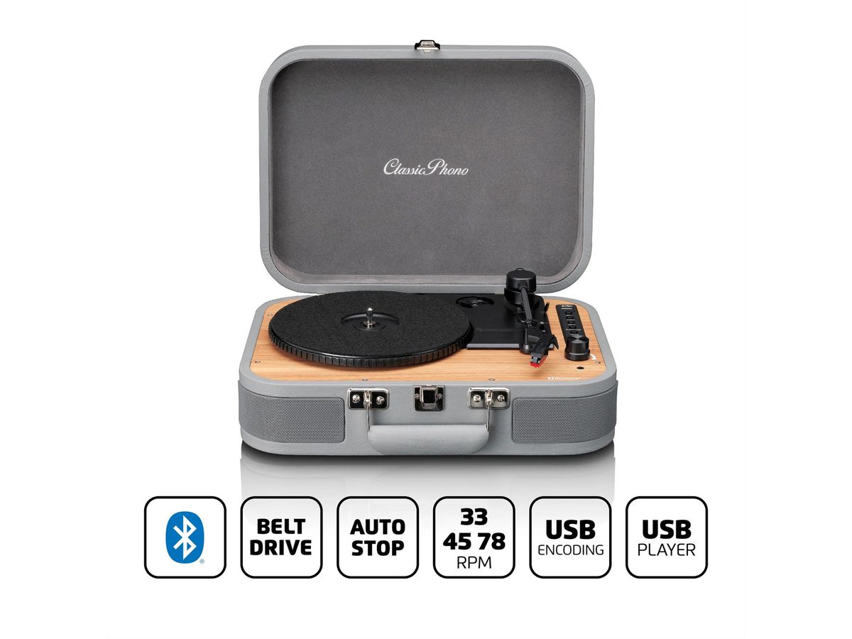 Platine vinyle Lenco TT-116GY, Encodage direct des MP3 USB, 33rpm&45rpm