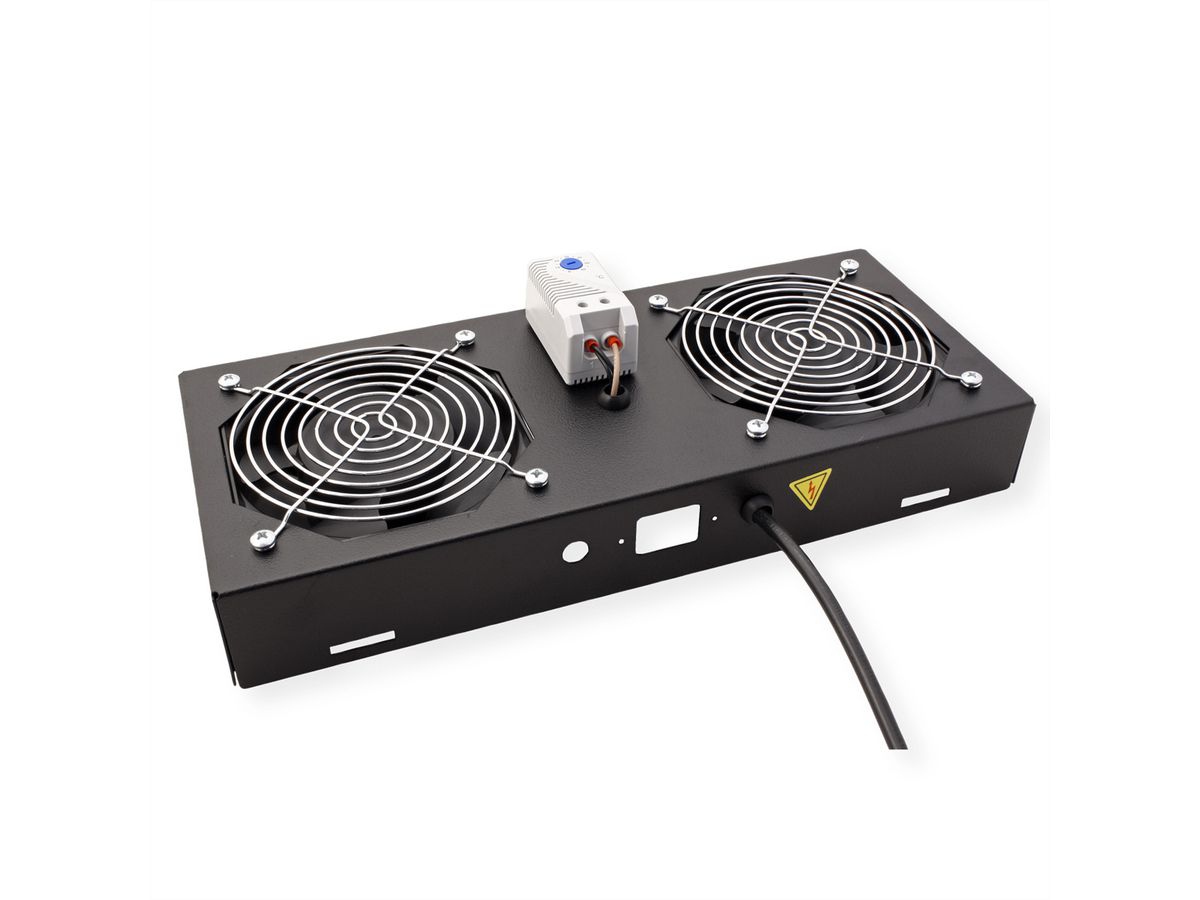 ROLINE Lüftereinheit 2 Lüfter, für 19-Zoll Wandgehäuse schwarz, Thermostat