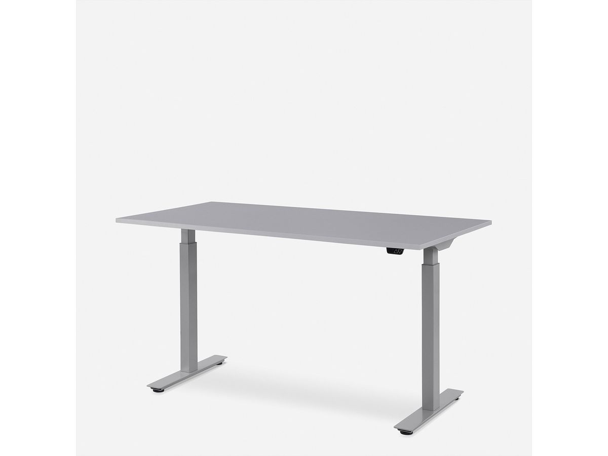 WRK21 Bureau Smart 100 x 60 cm, Hauteur réglable, Gris uni / Gris