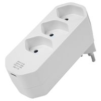 Steffen Multiprise Manta 3 prises, 1x USB-C, fiche pivotante à 320°, blanc