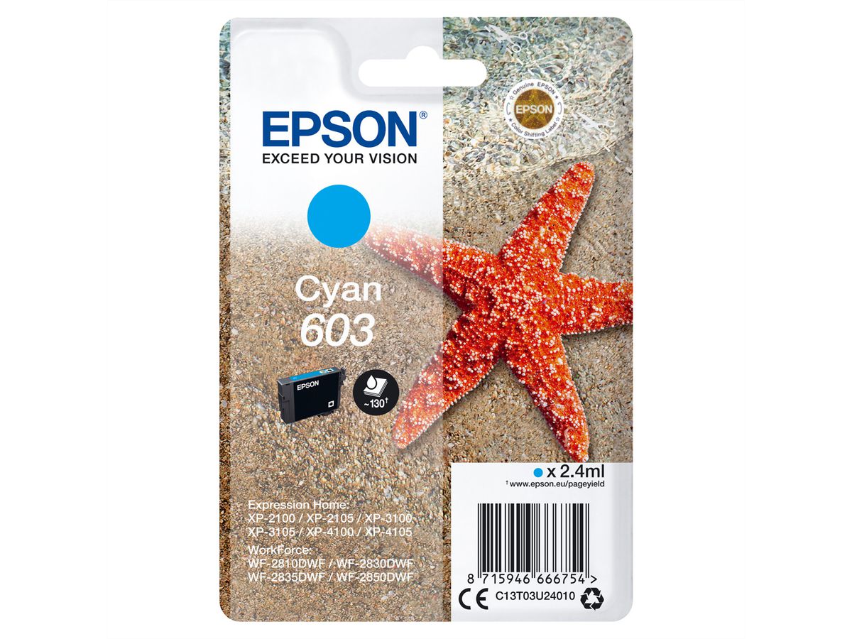 EPSON C13T03U24010, 603, Cartouche cyan, pour EPSON Expression Home XP-2100, XP-3100, XP-4100
