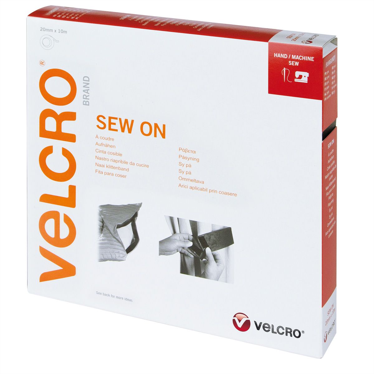 VELCRO® Crochets & velours 20mmx10m bordeaux, bande à coudre