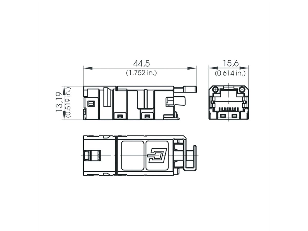 BTR E-DAT Industry RJ45 field jack insert Cat.6 Class EA, T568A