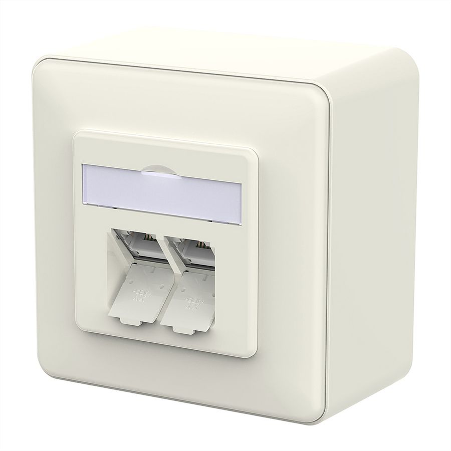 METZ CONNECT E-DAT C6A LSA++ Dose, 2 Port, AP, reinweiß