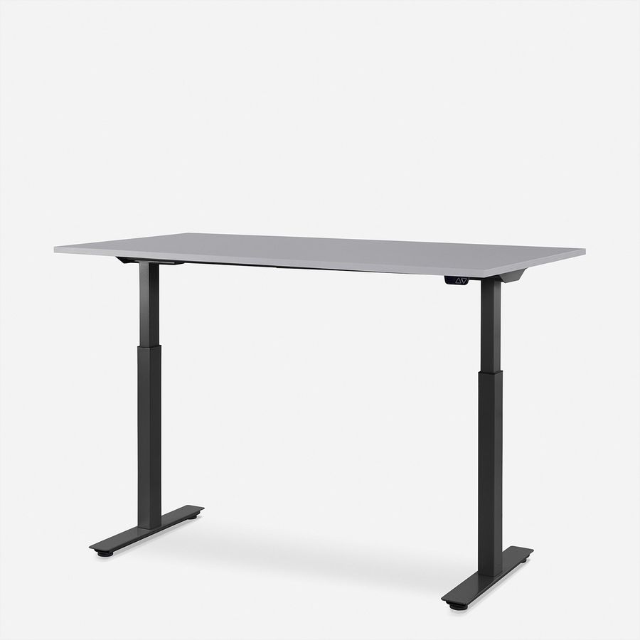WRK21 Schreibtisch Smart 120 x 80 cm, Höhenverstellbar, Grau Uni / Schwarz