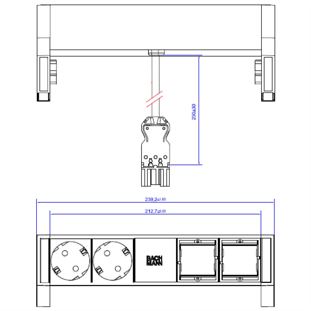 BACHMANN DESK2 2x contact de protection 2x ABD GST18, blanc