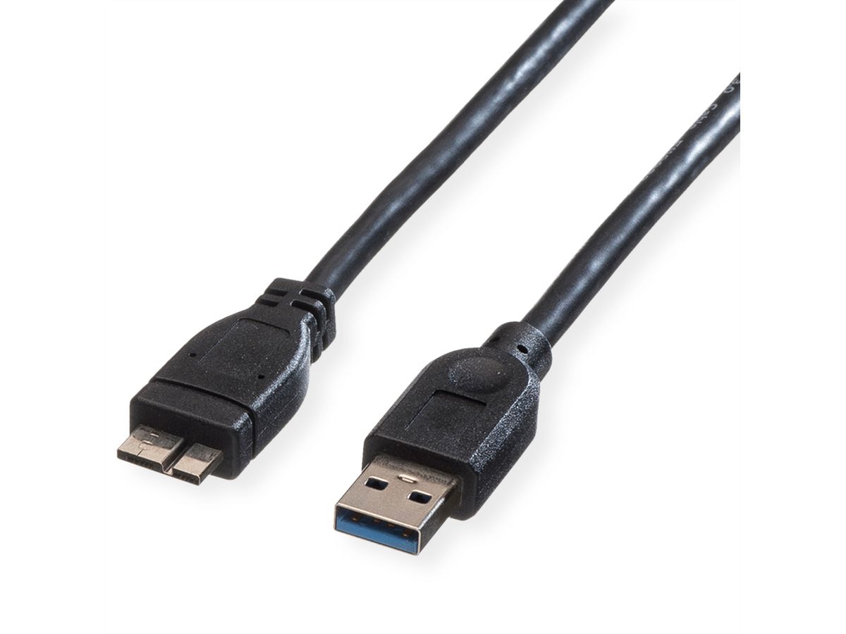 ROLINE USB 3.2 Gen 1 Kabel, A ST - Micro A ST, schwarz, 2 m