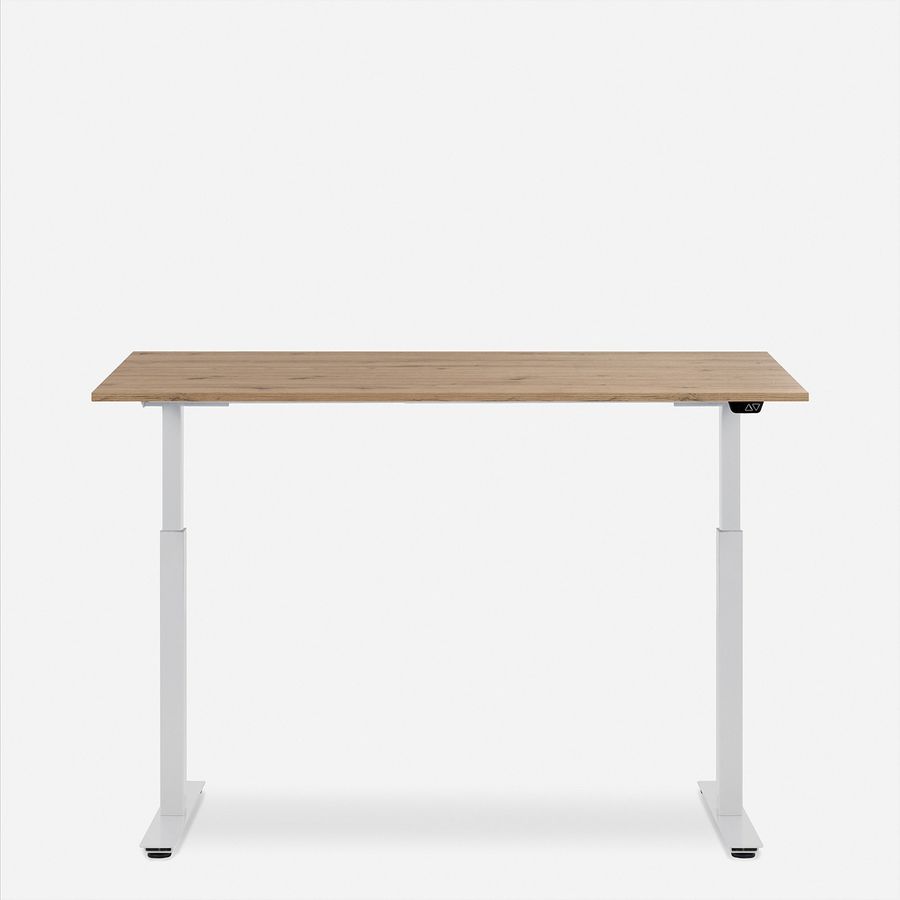 WRK21 Schreibtisch Smart 100 x 60 cm, Höhenverstellbar, Kendal Eiche / Weiss