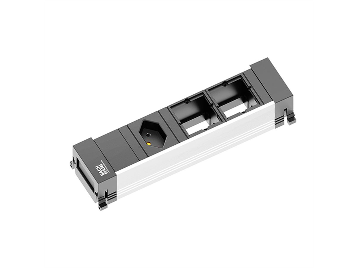 BACHMANN Power Frame 1x CH (Suisse) 2x ABD, Chargeur USB 60W 0,2m GST18 noir
