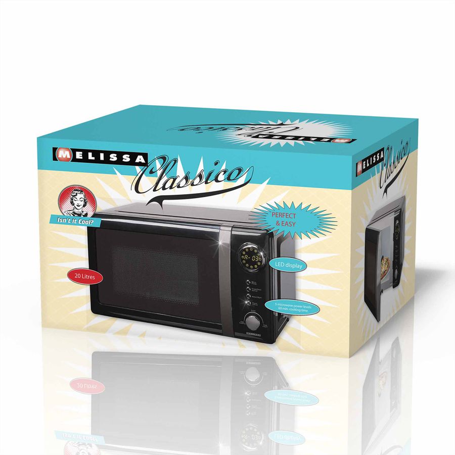 Melissa Mikrowelle 16330132, schwarz, 700W, 20L
