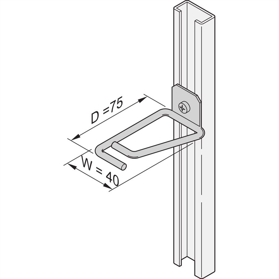 Oeillet de câble SCHROFF pour rail en C, acier, 40 x 75 mm