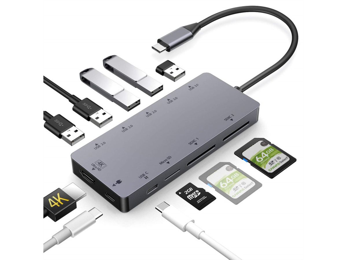 EXSYS EX-1221HM Hub USB 3.2 Gen1 C à 11 ports pour Notebook, Matebook et MacBook