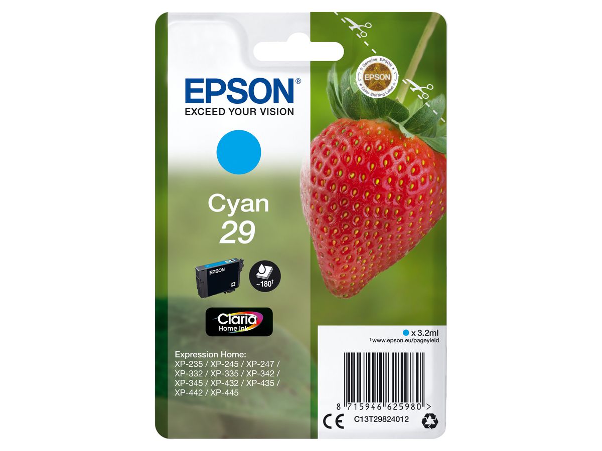 Epson Strawberry Singlepack Cyan 29 Claria Home Ink