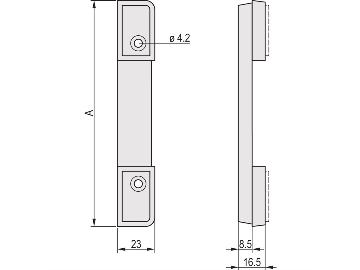 SCHROFF Rückwandfuss mit Gummieinlage - RUECKWANDFUSS 4HE RAL7016