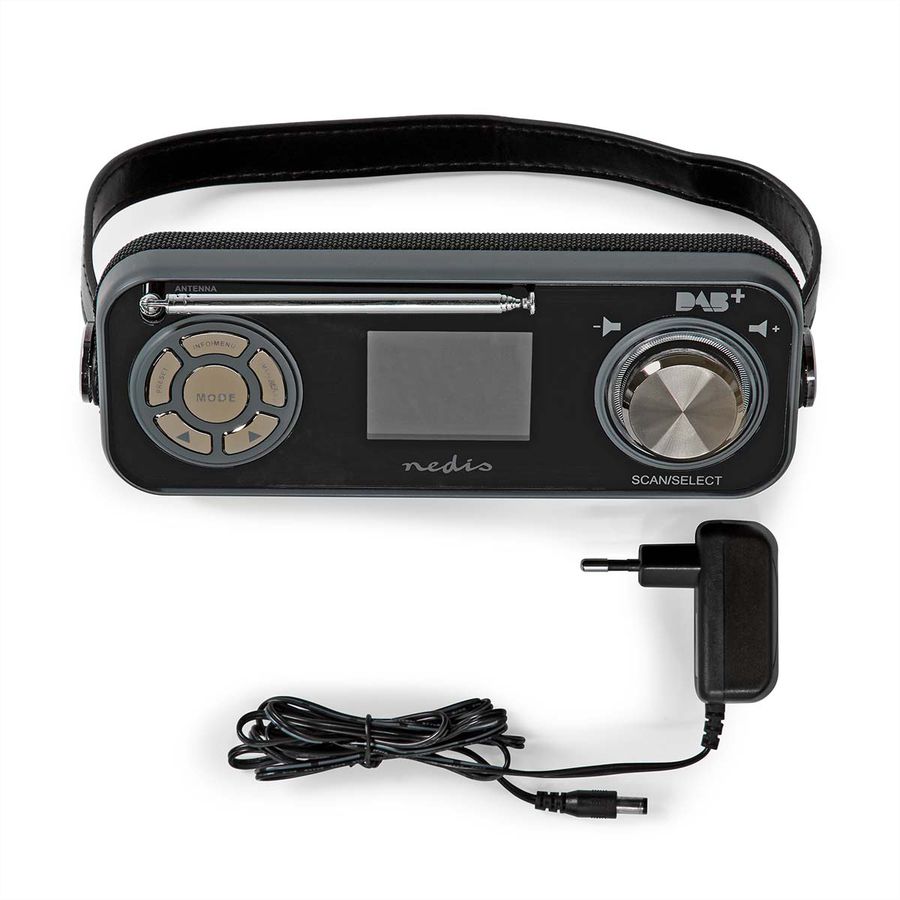 Radio de table DAB+ Nedis, noir, Bluetooth, batterie rechargeable