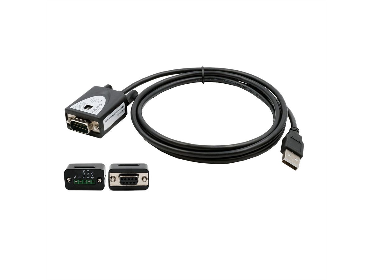 EXSYS EX-1346IS USB 2.0 zu 1x Seriell RS-422/485 Port, 15KV ESD, 4.0KV, Konverter, Kabel, FDTI, schwarz, 1,8 m