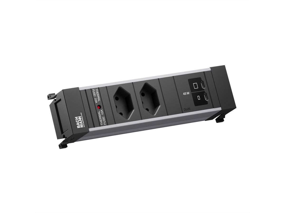 BACHMANN POWER FRAME S 2xCH 0°, 1xUSB C/C 45W L=0,2m