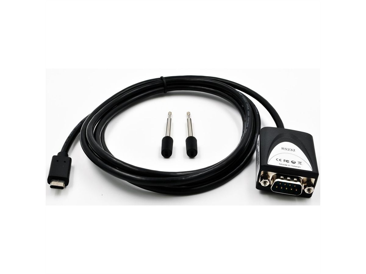 EXSYS EX-2311-2IS USB2.0 C zu 1 x RS-232 1,8m 15KV Überspannungsschutz FTDI Chip-Set, schwarz, 1,8 m