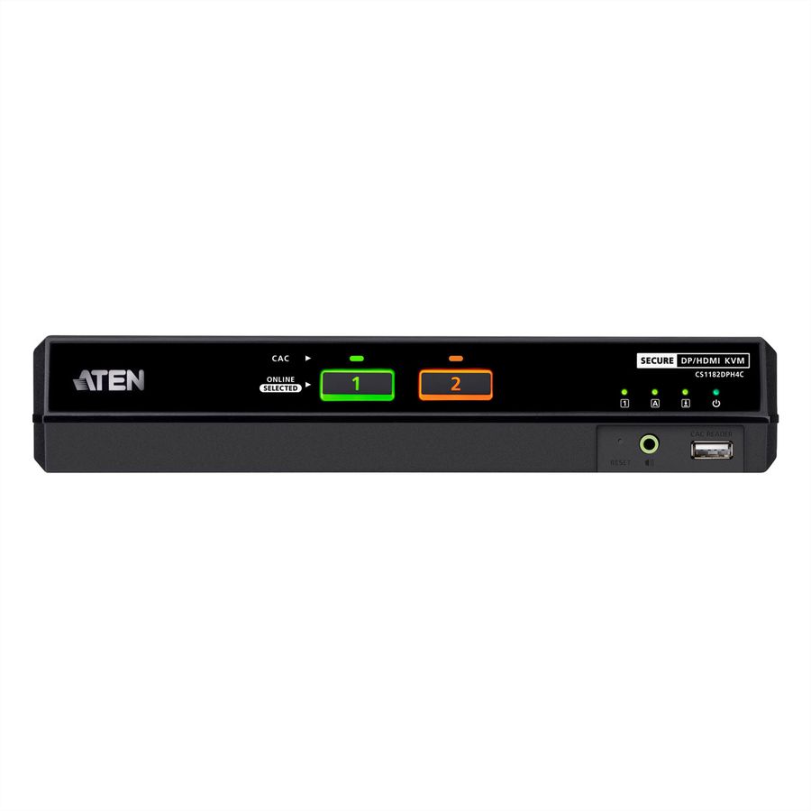 ATEN CS1182DPH4C 2-Port USB 5K DP/HDMI, Single Display Universal Secure KVM Switch mit CAC