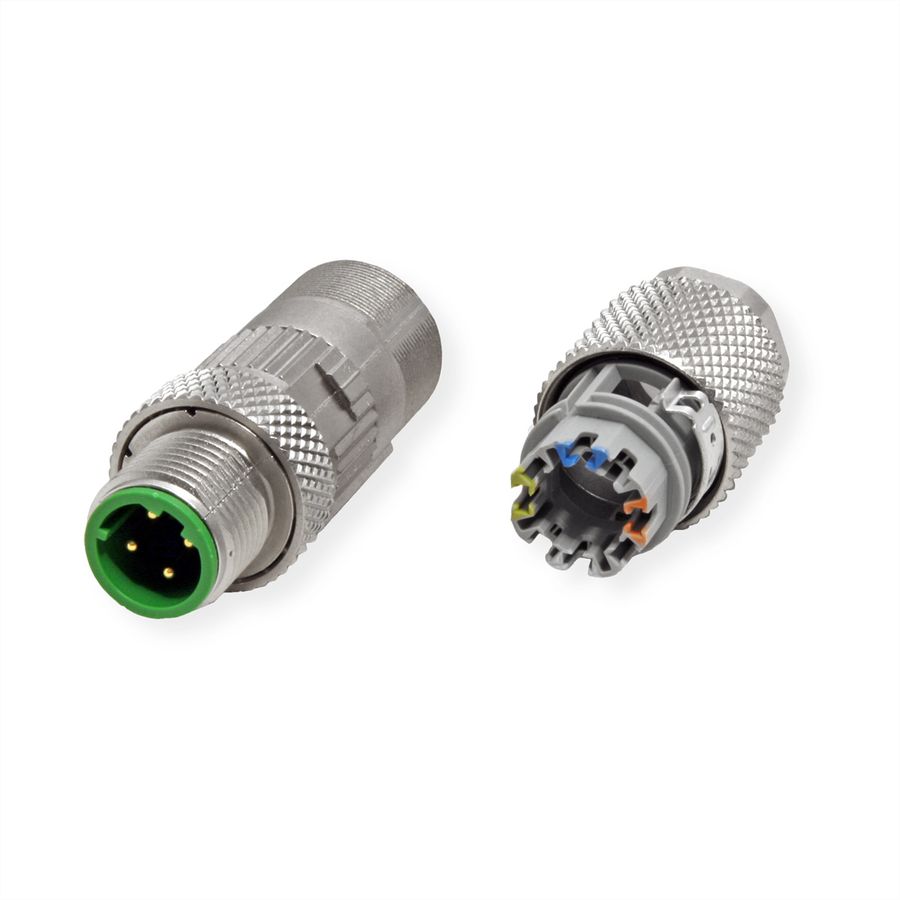 METZ CONNECT Connecteur M12, codage D, IP67, à confectionner sur site, droit