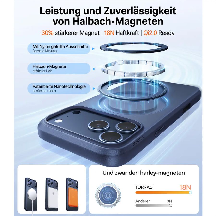 Torras Ostand 360° Case, iPhone 17 Pro, MagSafe, noir
