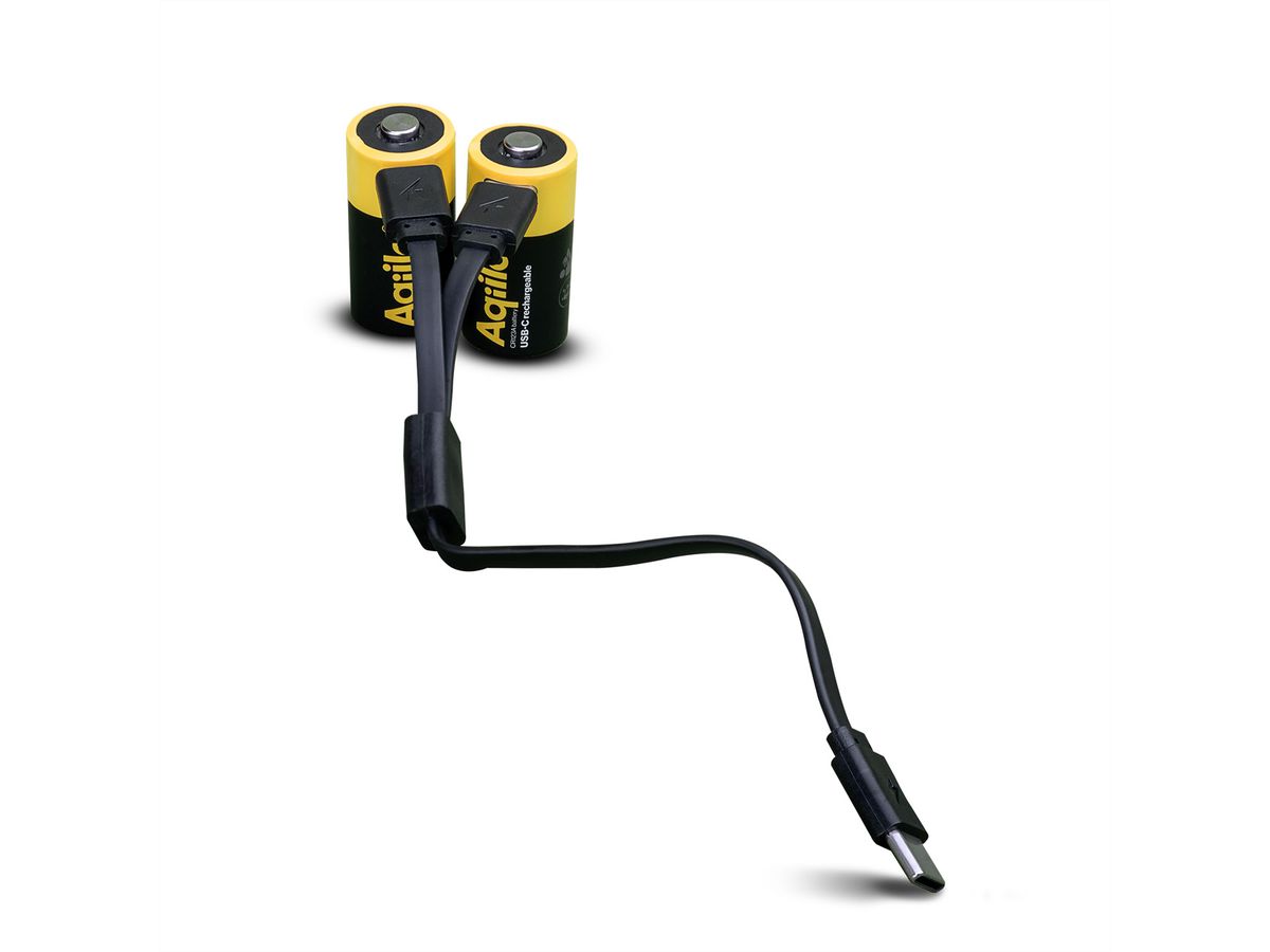 Aqiila USB-C Batterie CR123A 2x, 750 mAh, 3 V