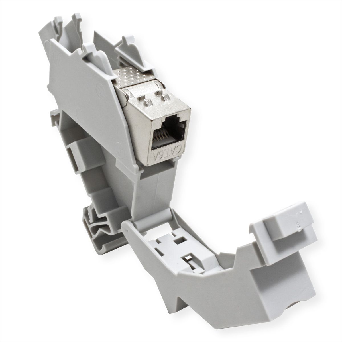 ROLINE Adaptateur de rail DIN pour module Keystone, avec Keystone Cat.6A, blindé, 45°
