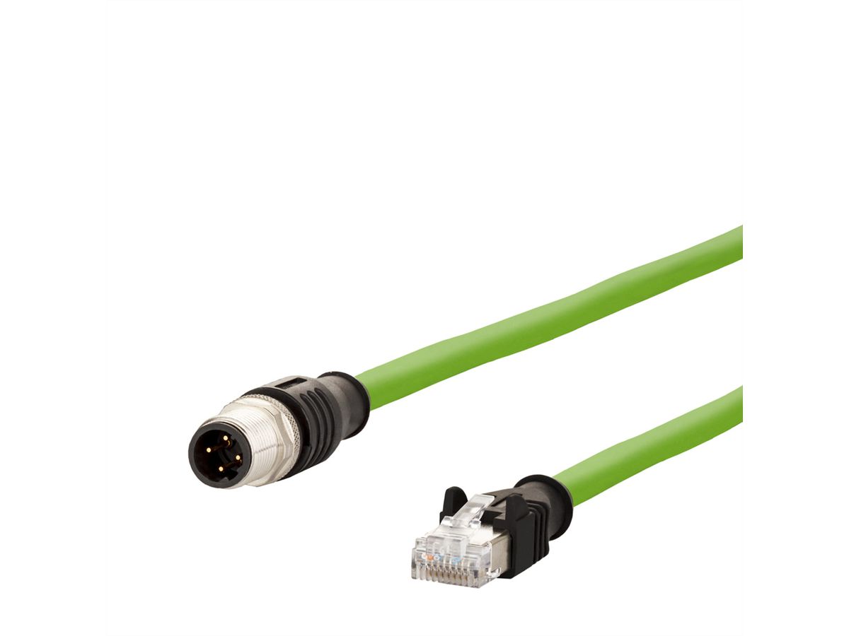 METZ CONNECT Verbindungsleitung M12 ST-RJ45 ST, 4-polig D-kodiert RJ45, 2 m