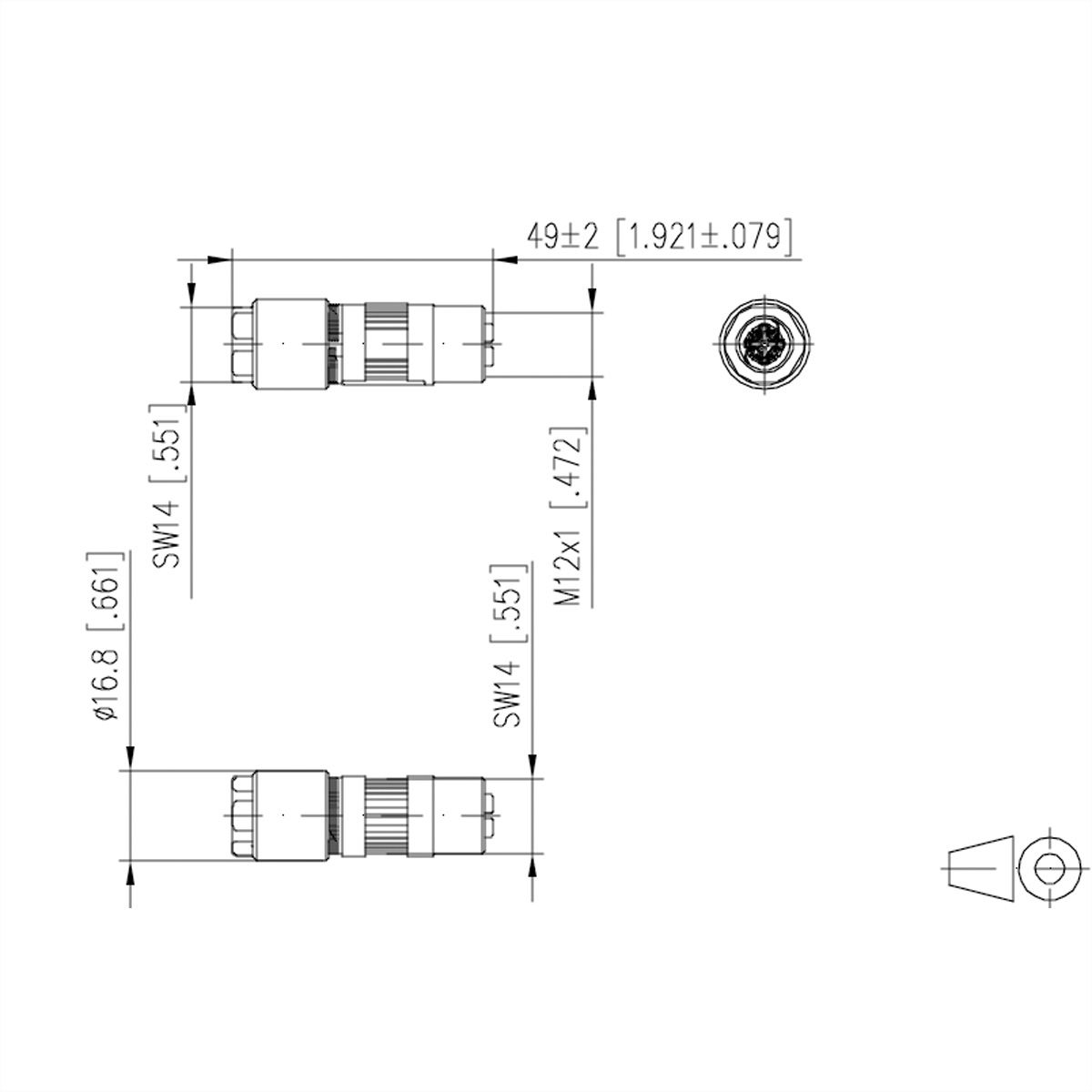 METZ CONNECT M12 Buchse IP67 gerade geschirmt, X-kodiert, Cat.6A