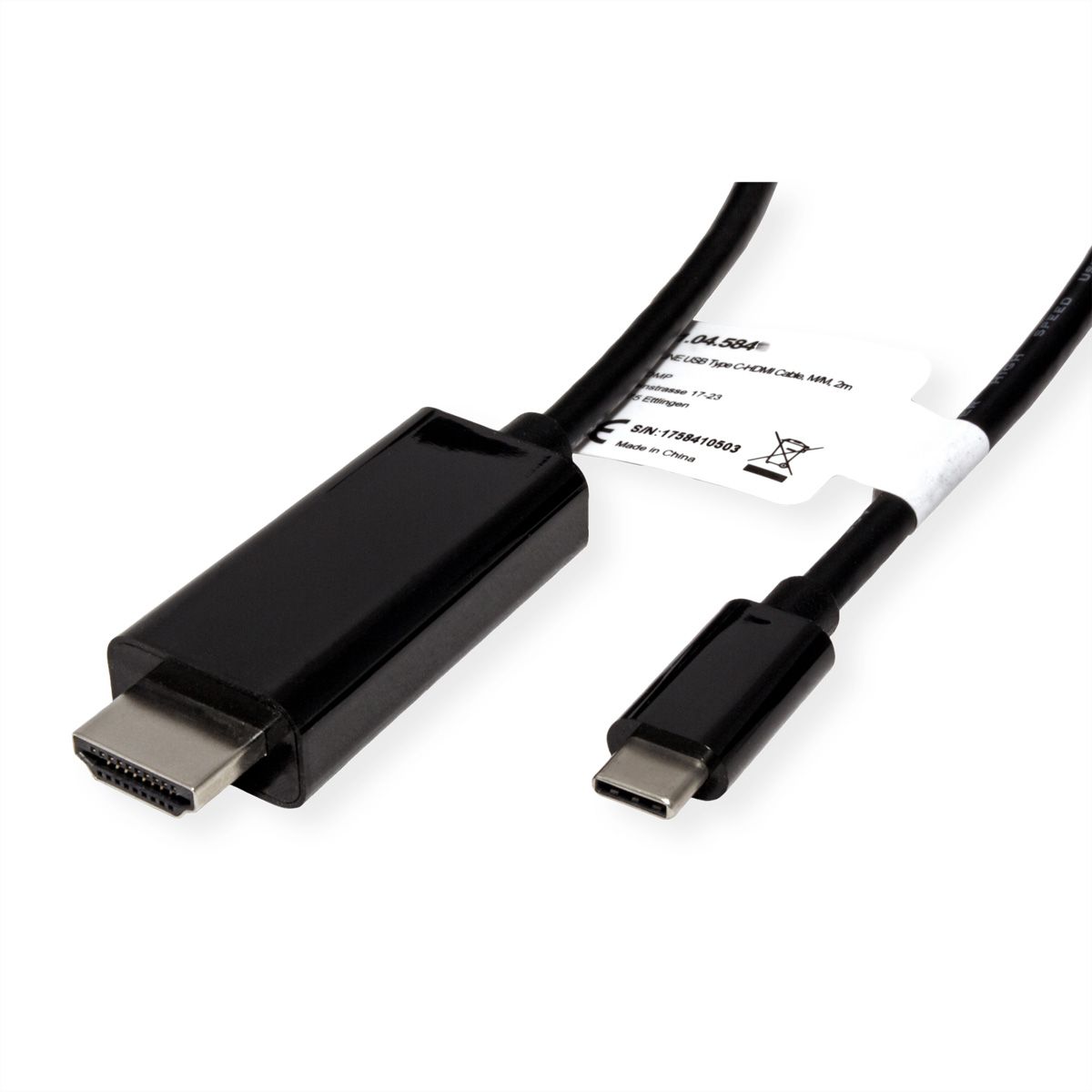 ROLINE USB Typ C - HDMI Adapterkabel, ST/ST, 3 m