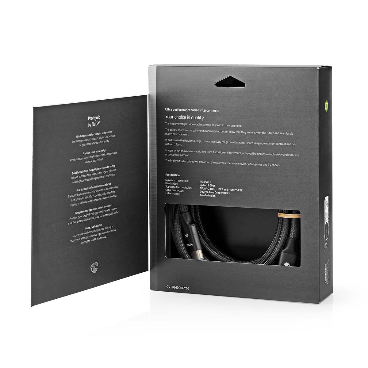 Nedis HDMI High Speed Kabel mit Ethernet, grau, 5 m
