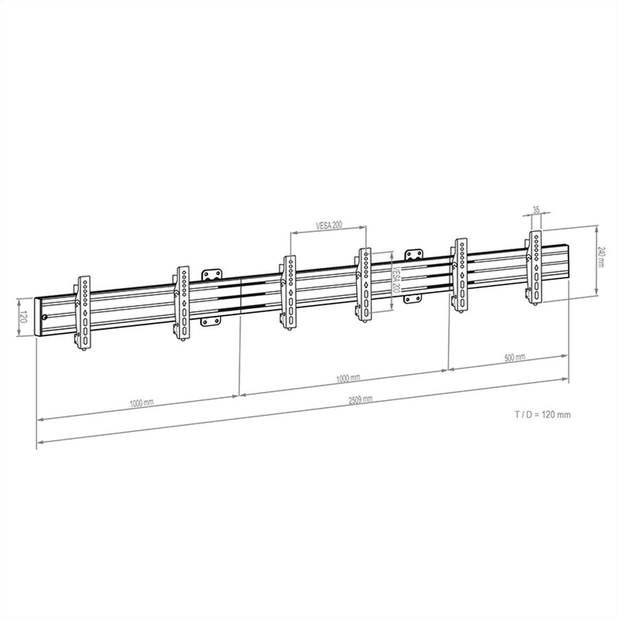 Hagor Menuboard CPS W3L 32-43" Menuboard Support mural pour 3 écrans, Adaptation pour barre de son
