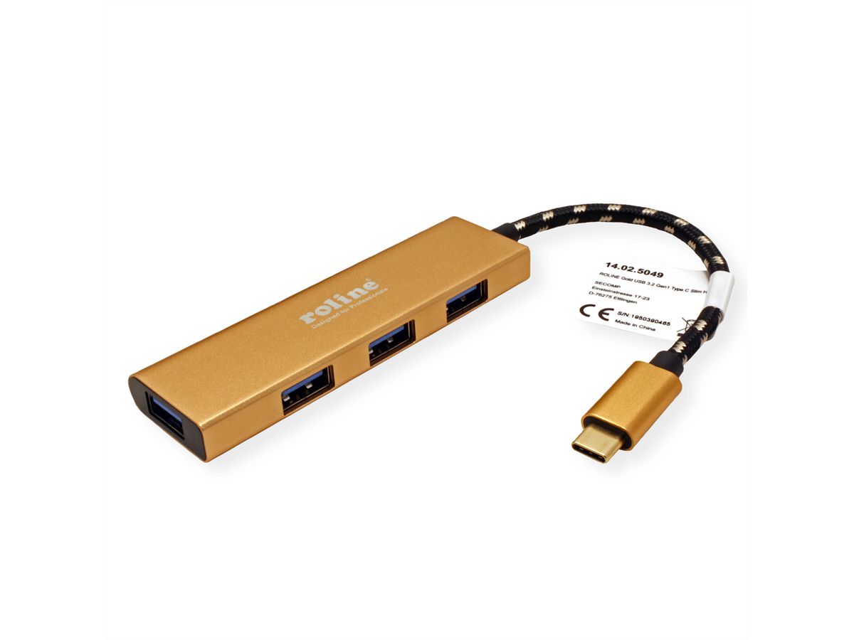 ROLINE GOLD Hub USB 3.2 Gen 1, 4 ports, prise type C