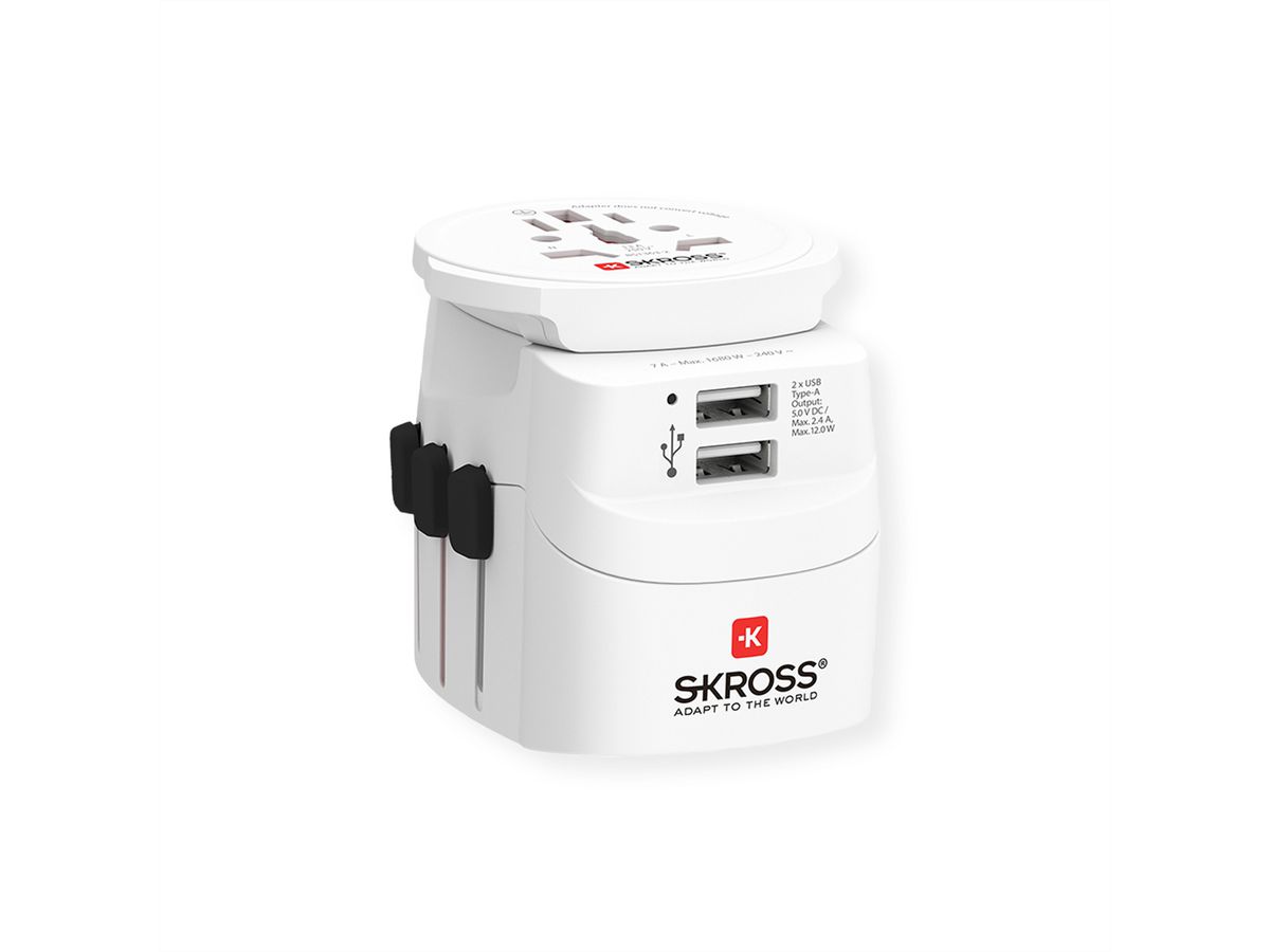 Skross PRO Light USB 2xA - World Reiseadapter, Weltweit