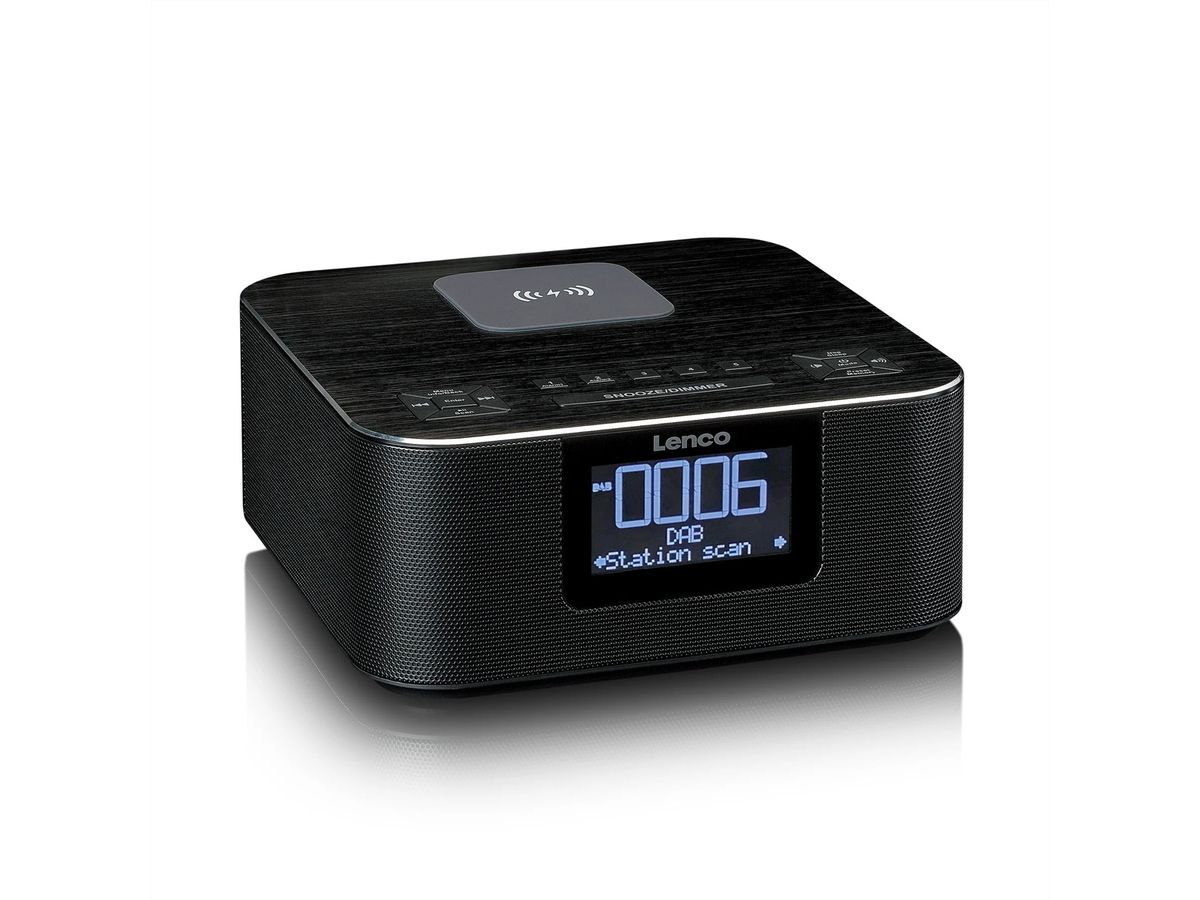 Lenco radio-réveil CR-650, DAB+, noir, BT et fonction de charge sans fil, noir