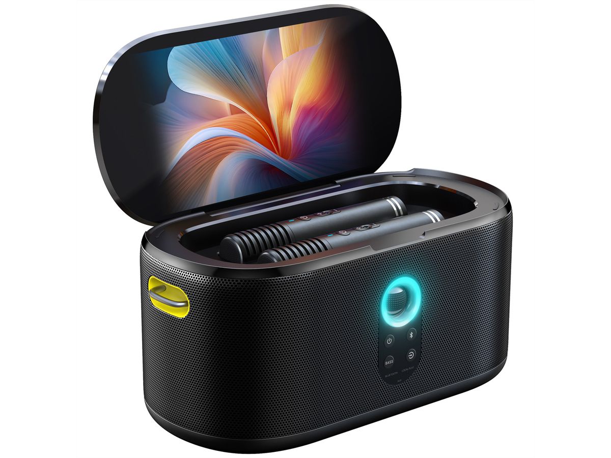 **DEMO** Ikarao Karaokebox Shell S1 10" Screen, 2 Mikrofone, 180W max, BT/AUX/USB/SD