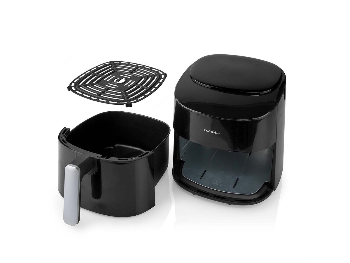 Friteuse à air chaud Nedis XL, 4,2 l, 1300 W, numérique, 8 programmes, , noir