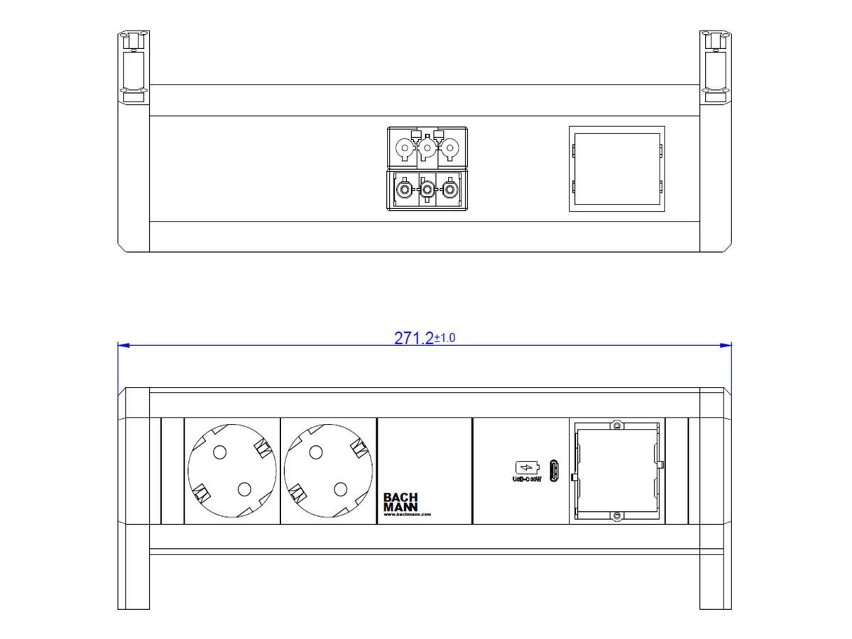 BACHMANN DESK 2x contact de protection USB C