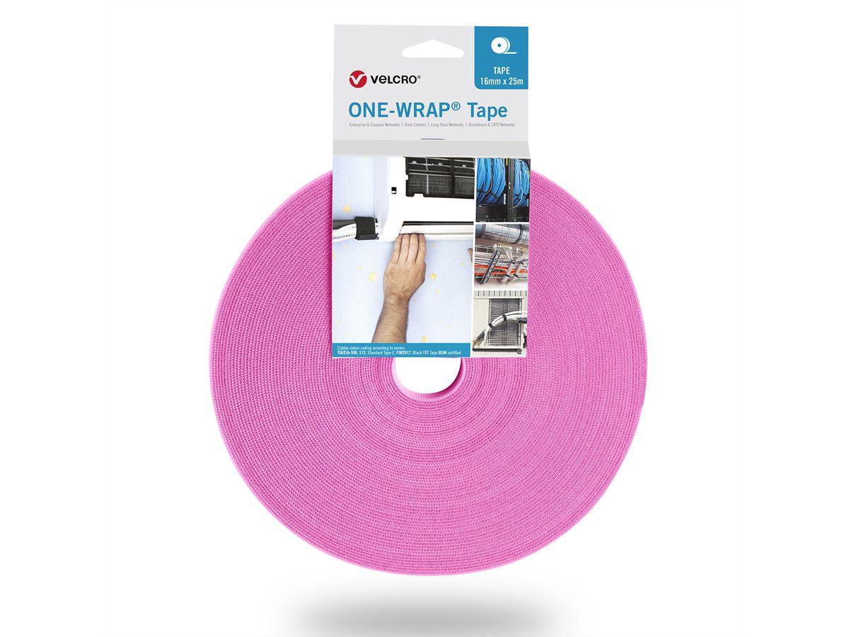 VELCRO® One Wrap® Band 20 mm breit, rosa, 25 m