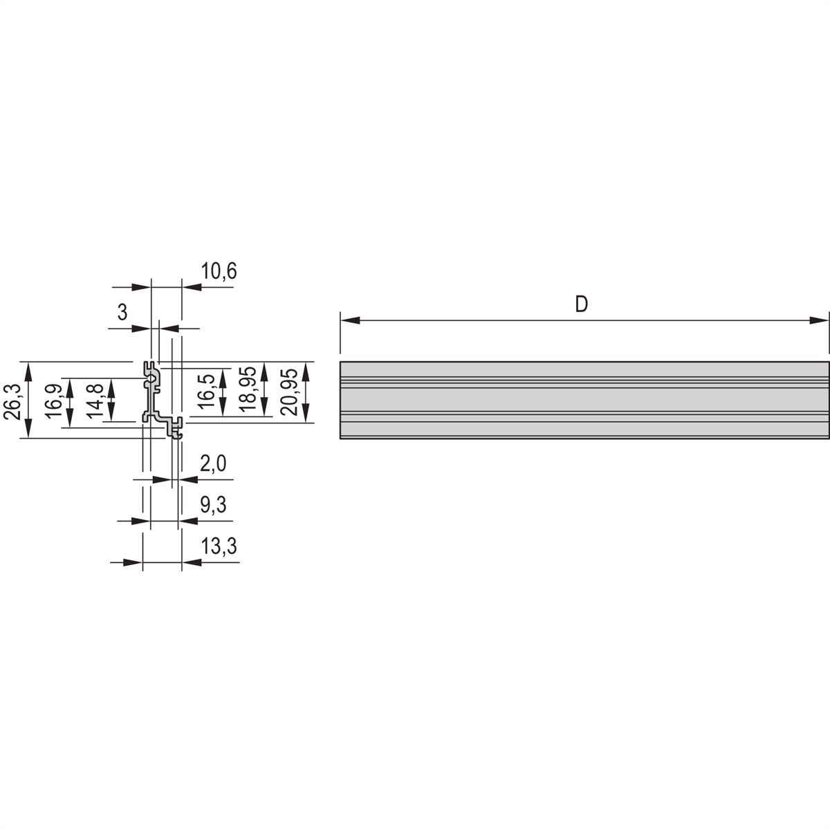 Cadre de type SCHROFF, unité enfichable, panneau latéral, profilé d'angle, profondeur de la platine 160 mm