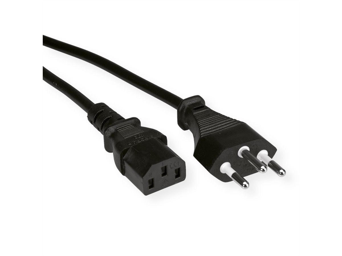 VALUE Netzkabel T12 auf C13, schwarz, 0,8 m