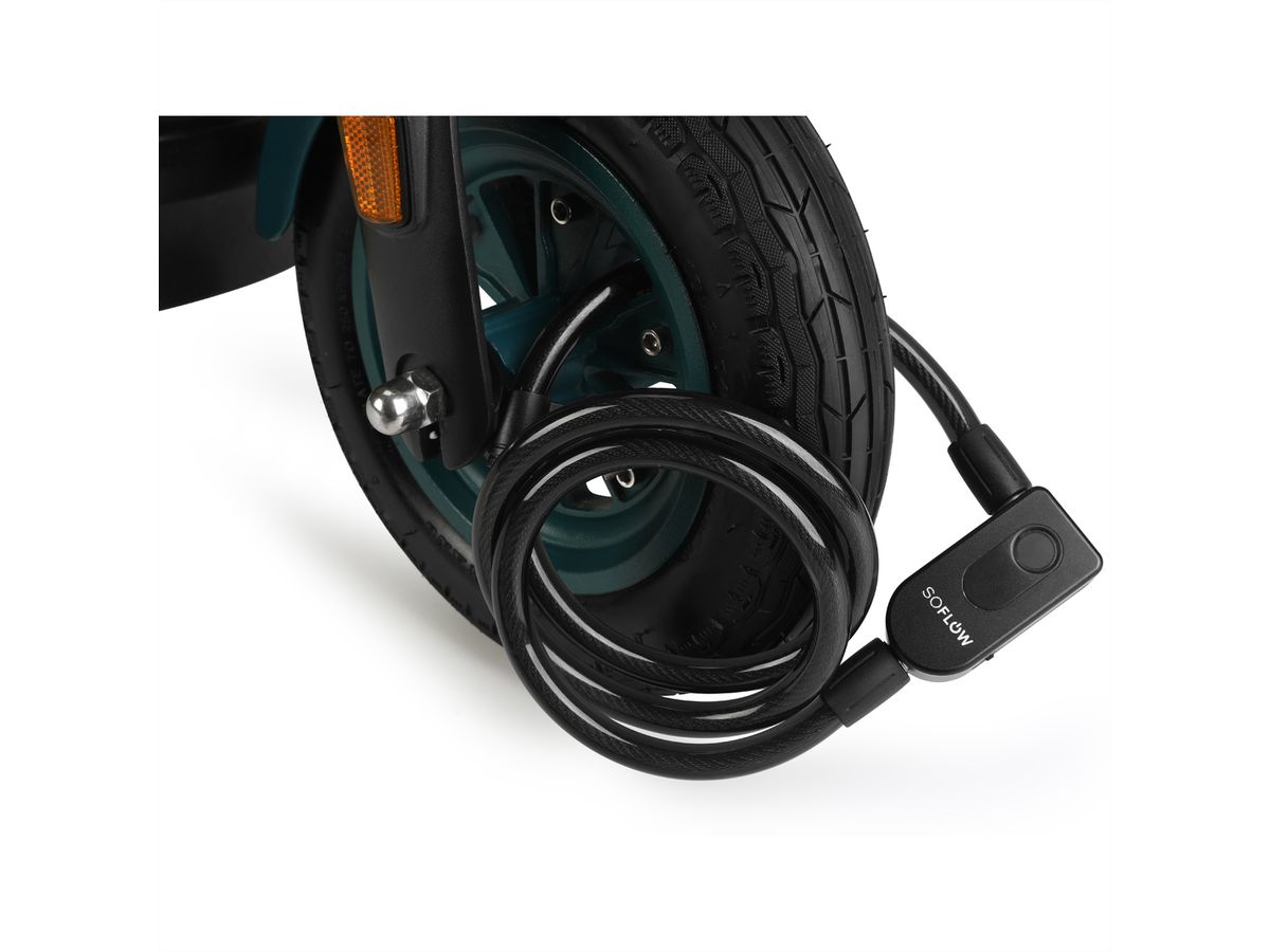 SoFlow Spiralschloss, black, Fingerabdruck und App