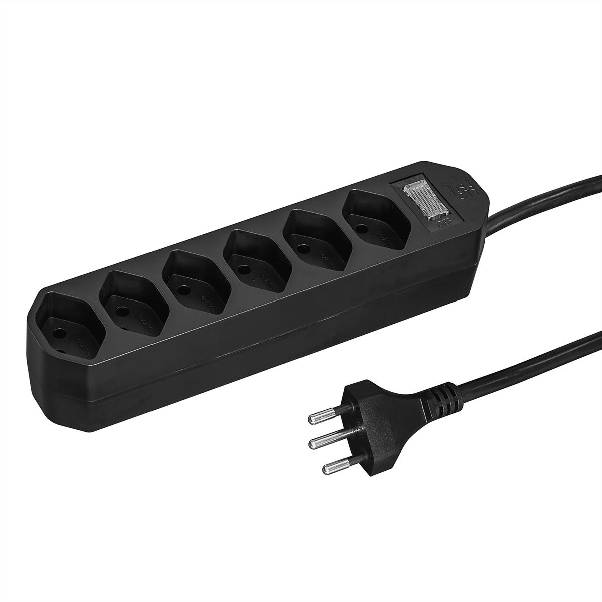 Steffen Bâti de prises Compact 8x, sans interrupteur, noir, 1.5m