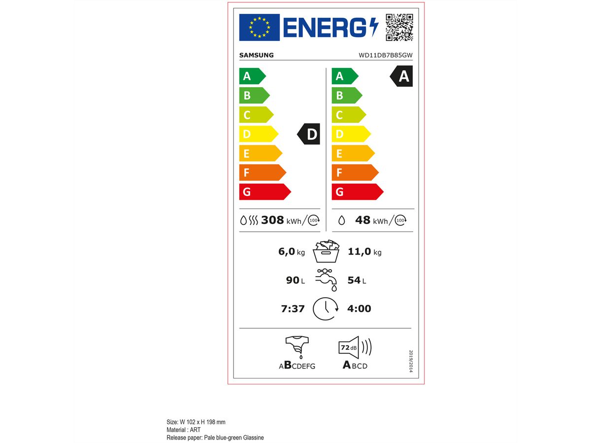 Samsung Waschtrockner WD7400, 11kg + 6kg, DA/A-10%