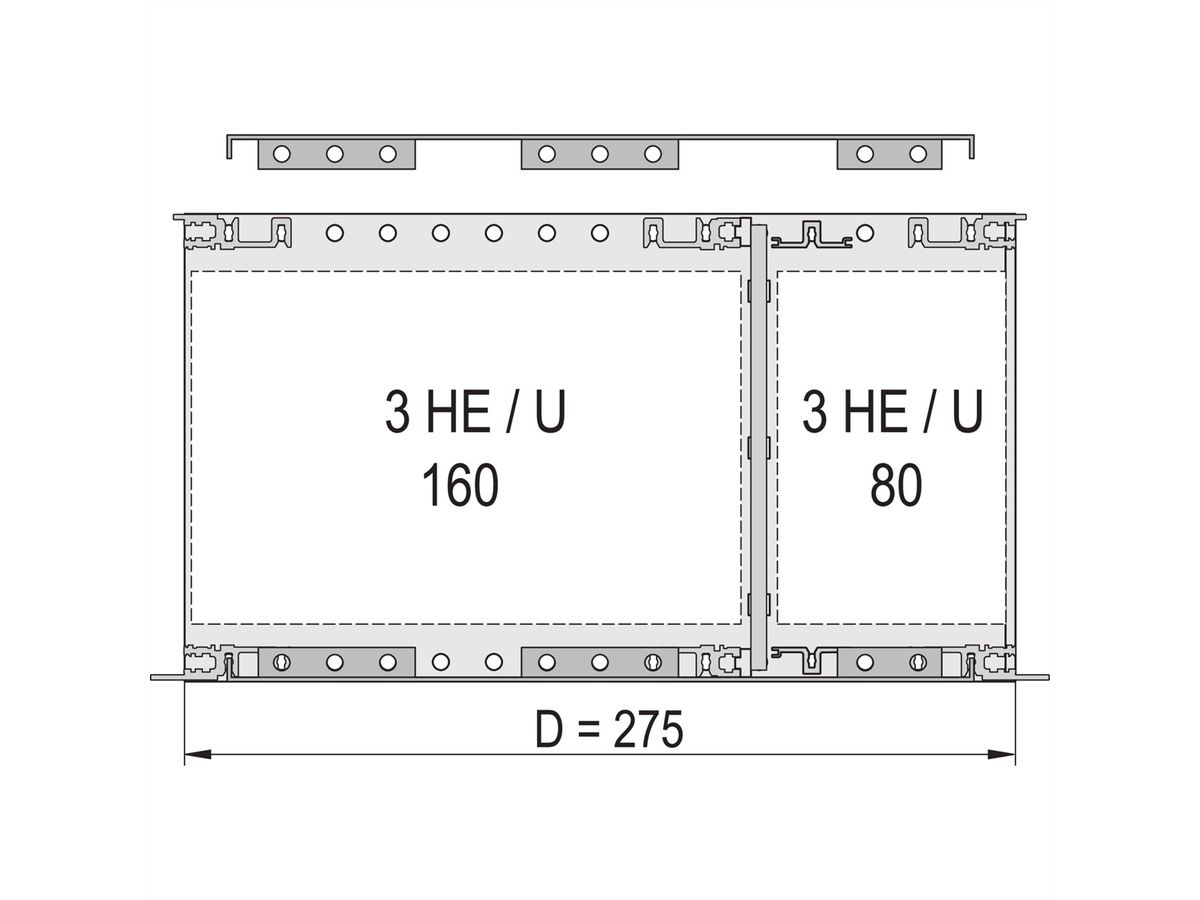 SCHROFF Abdeckblech für Anschraubung an die Seitenwand, 275 mm tief (CompactPCI) - ABDECKBLECH EMC 42TE 275T 2ST