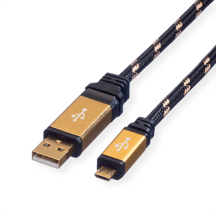 ROLINE GOLD Câble USB 2.0, USB A mâle - Micro USB B mâle, 1,8 m
