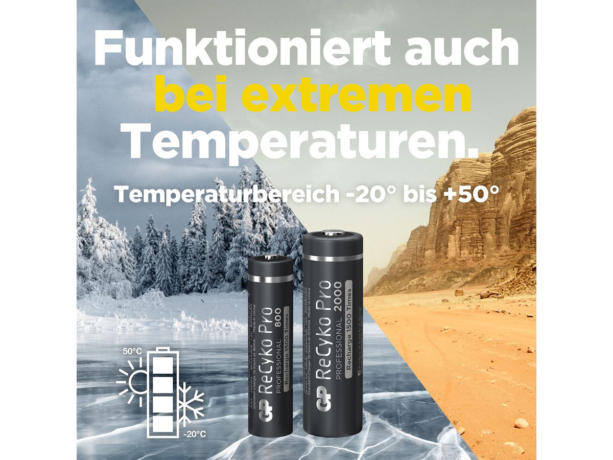 GP Batteries RECYKO+ Pro,HR03, 4x AAA, Micro, Akkus, 800mAh
